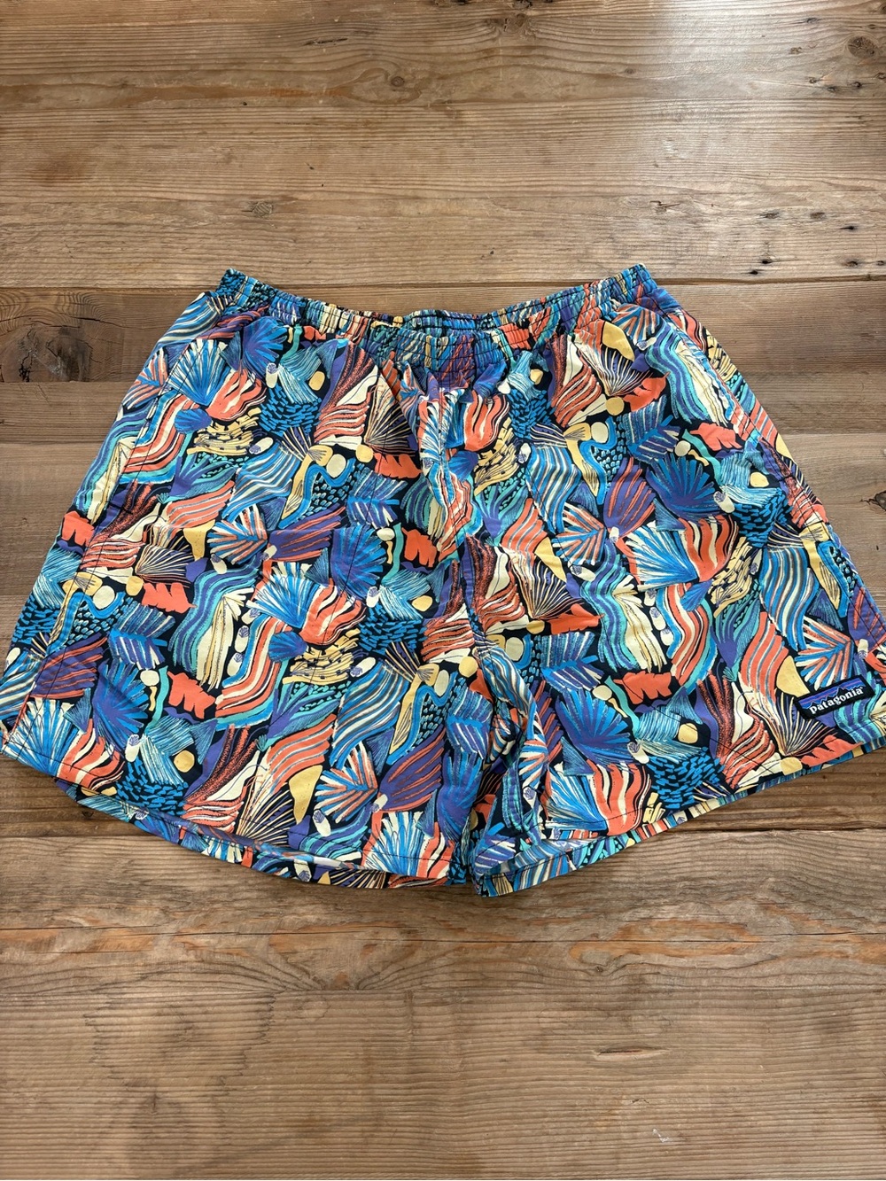 Patagonia Blue Tropical Print Baggies